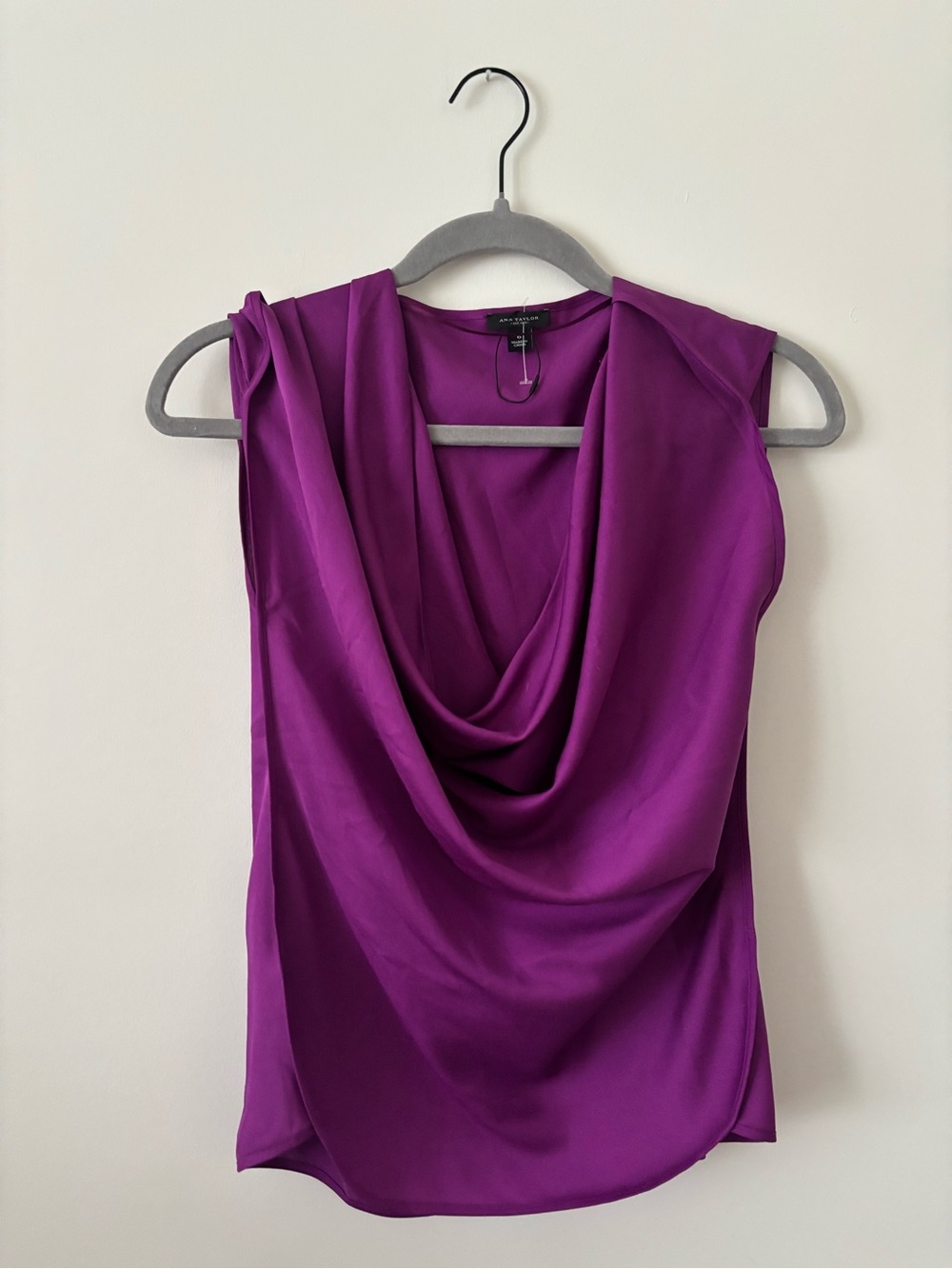 Ann Taylor Magenta Drape Neck Sleeveless Blouse